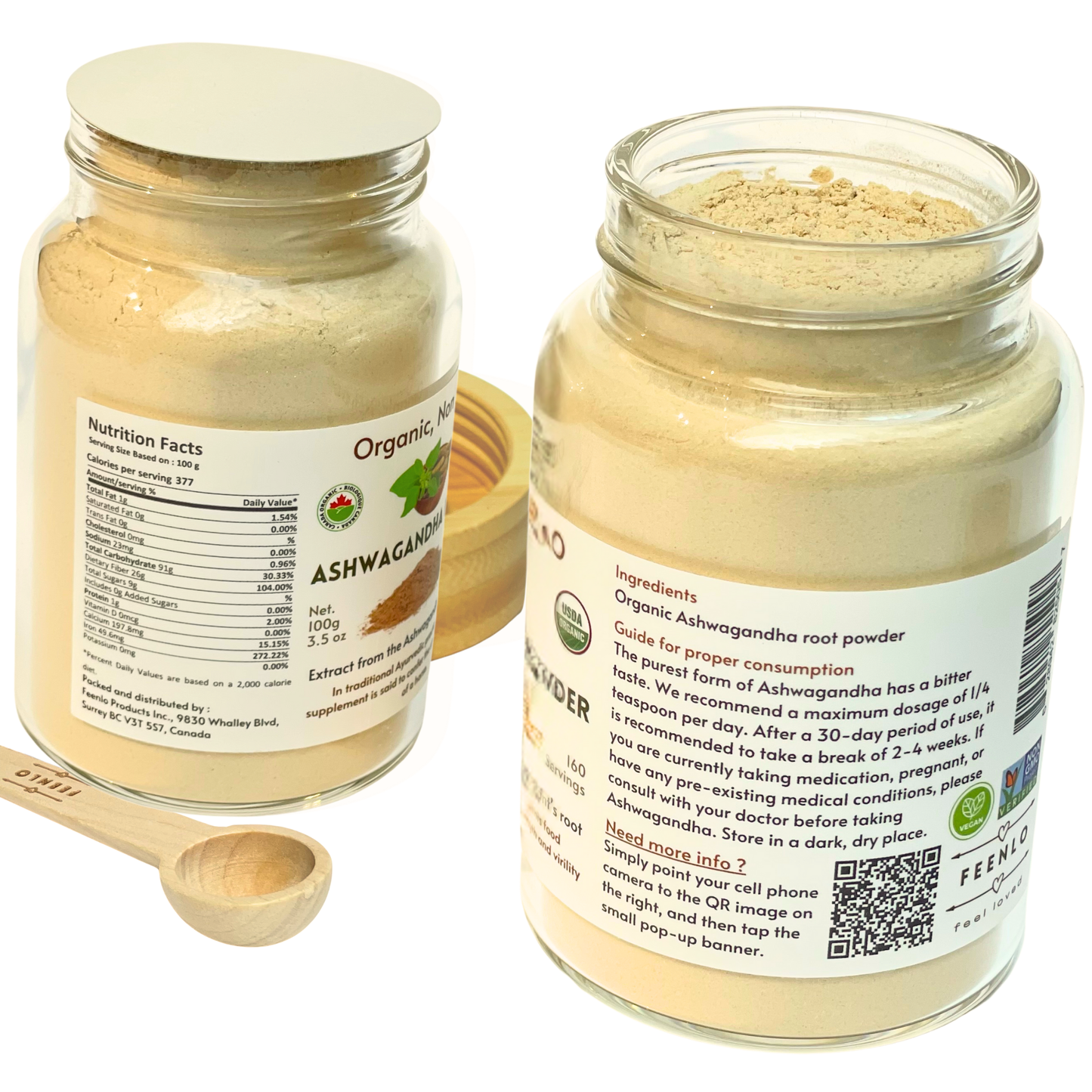 Organic Ashwagandha root powder 100g