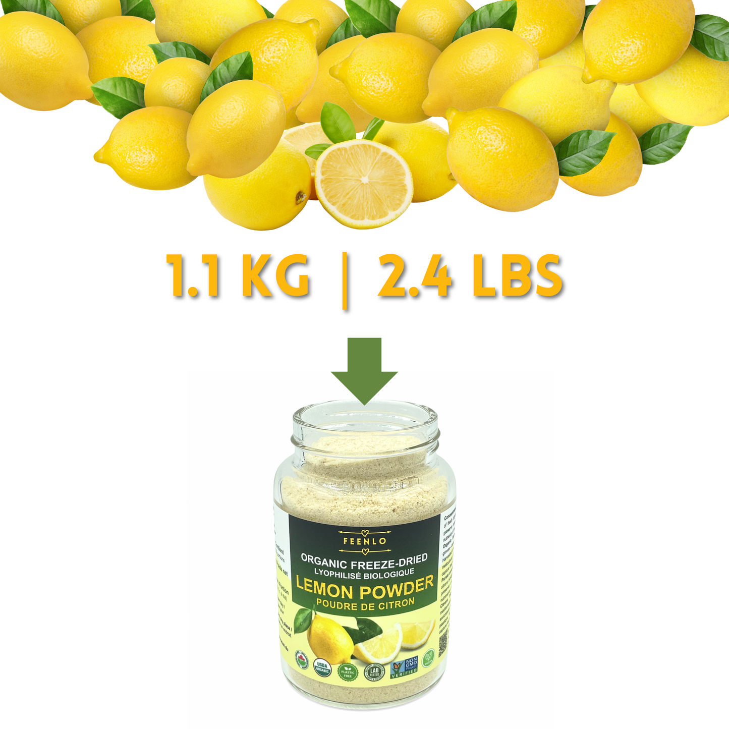 Lemon Powder, Freeze Dried, Organic